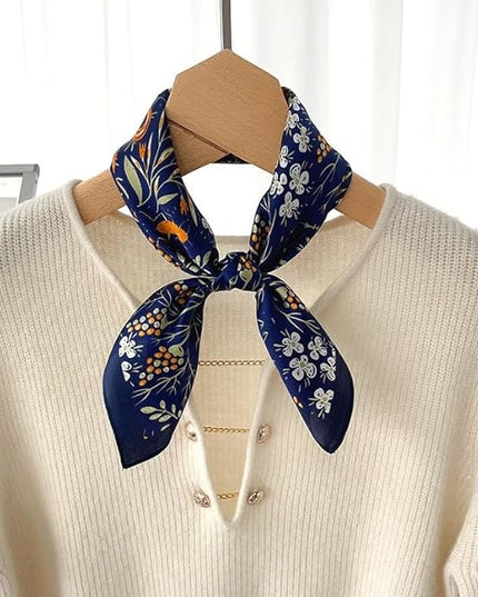 ANDANTINO 100% Real Mulberry Silk Scarf -21'' x 21''- Lightweight Neckerchief –Women Men Small Square Digital Printed Scarves