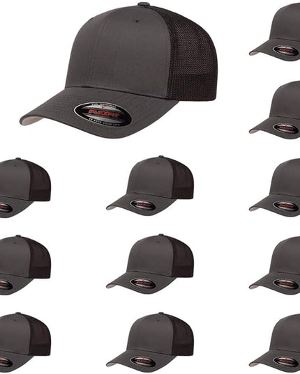 Flexfit 6511 Fitted Mid-Profile Stretchable Mesh Panels Trucker Cap | Bulk Pack Available