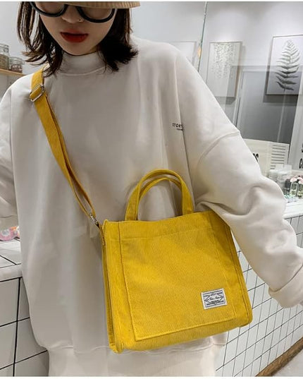 Valleycomfy Corduroy Tote Bag for Women Travel Crossbody Bag Purse Women Shoulder Bags Work Handbags Everyday Hobo Bag