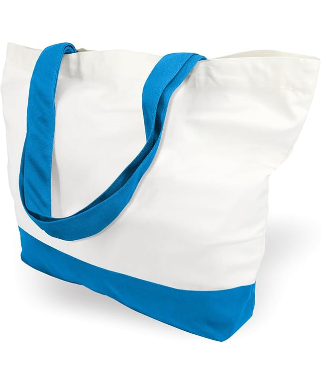 TOPDesign 3-Pack Super Strong Large 12oz Cotton Canvas Tote Bags, Reusable Grocery Shopping Cloth Bags, Fashionable Two-Tone Totes for Crafts, DIY Your Creative Designs