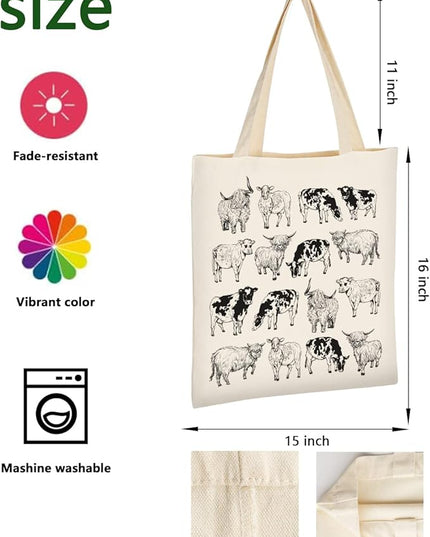AUSVKAI Canvas Tote Bag Aesthetic for Women, Cute Reusable Cloth Cotton Bags for Shopping Beach Grocery