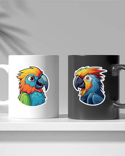 50 Pcs Colourful Parrot Stickers Pack for Kids Teens Adults, Cute Parrot Waterproof Vinyl Stickers for Laptop Phone Case Guitar Skateboard Helmet Bike Car
