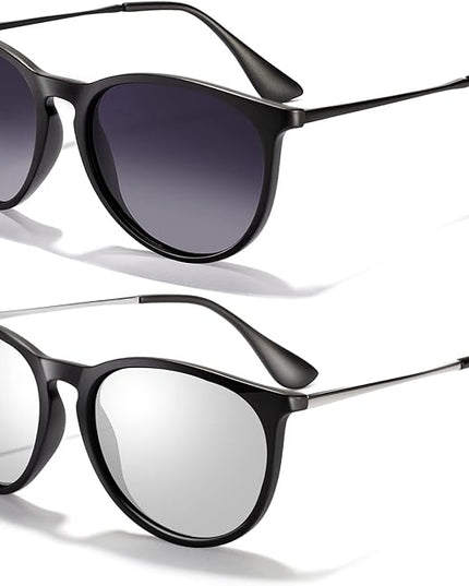 CHBP Sunglasses Womens Men Polarized UV Protection Trendy Vintage Retro Round Mirrored Lens Sunglasses For Women