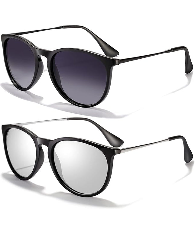 CHBP Sunglasses Womens Men Polarized UV Protection Trendy Vintage Retro Round Mirrored Lens Sunglasses For Women