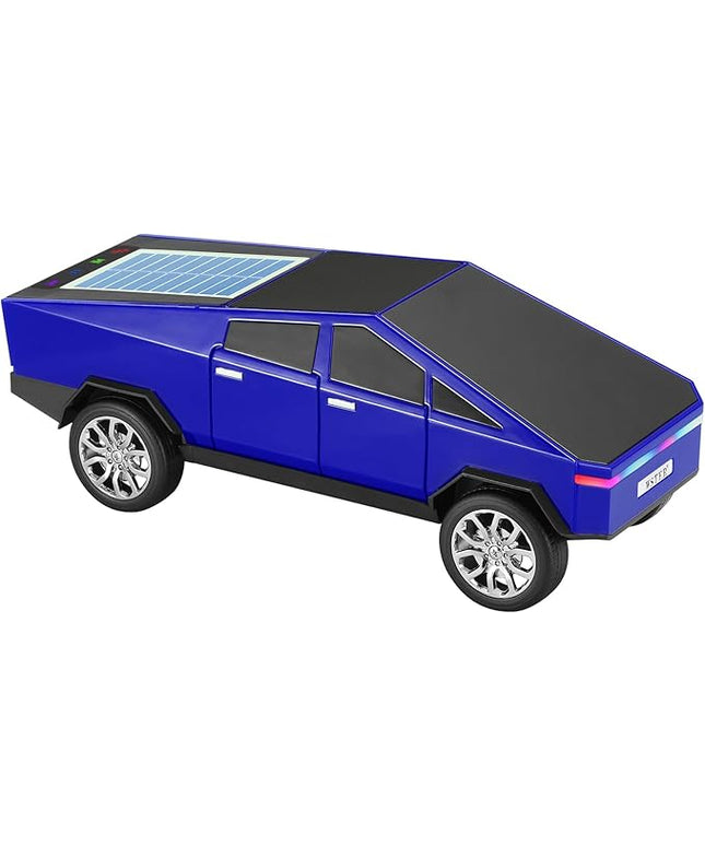 Solar-Powered car-Shaped Bluetooth Speaker, Portable Wireless Stereo, high-Definition Sound Quality, TWS Dual-Ear Pairing, Truck-Shaped Speaker, Suitable for Home, Office and Gift (Blue)