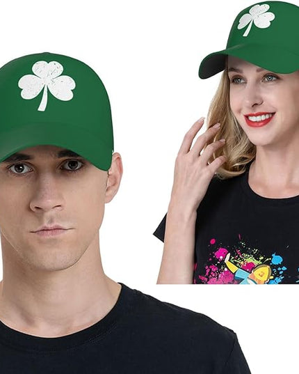 St. Patrick's Day Lucky Shamrock Hat Adjustable Irish Green Clover Baseball Cap Trucker Hat for Men Women