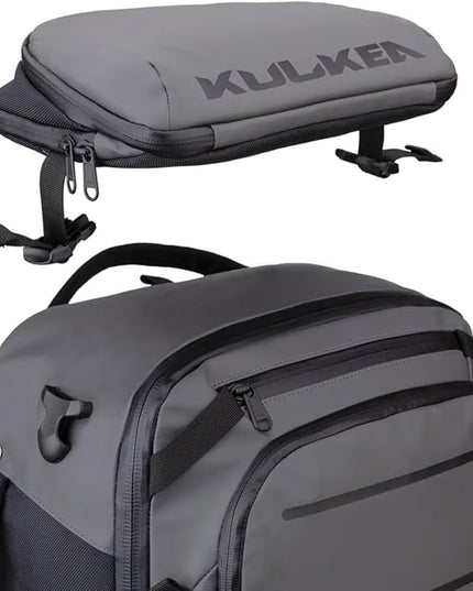 Käydä 36L Travel Backpack - Spacious Carry On Backpack with Detachable Travel Pouch, Magnetic Water Bottle Pocket, Passport and Laptop Pocket - Convertible Boot Bag for Snow Sports (Black/Gold)