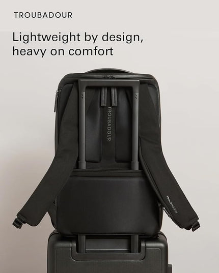 Troubadour Pioneer Backpack 3.0 - Premium Everyday Bag with Padded Laptop Section, Ventilated Shoe Compartment & Sustainable Waterproof Material - All-Day LIghtweight Comfort Design - Black