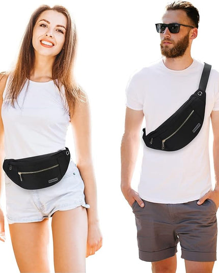 MAXTOP Large Crossbody Fanny Pack with 4-Zipper Pockets,Gifts for Enjoy Sports Festival Workout Traveling Running Casual Hands-Free Wallets Waist Pack Phone Bag Carrying All Phones