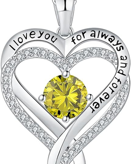 Jewelry for Women Wife Infinity Heart Birthstone I Love You Necklace S925 Anniversary Women Necklaces for Her Wife Birthday Gift Ideas, Birthday Present for Girlfriend Mom Daughter Sterling Silver