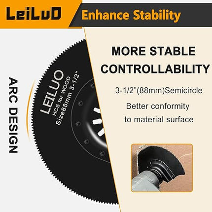 LEILUO 32 Pcs Multitool Blade Kit for Wood Nails Japanese Tooth Oscillating Saw Blades Titanium Oscillating Tool Blade with Storage Bag Compatible with DeWalt Dremel Makita and More