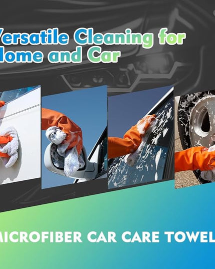 HOMEXCEL White Microfiber Cleaning Cloth 6 Pack 12.5 x 12.5 inch Microfiber Towels for Cars Ultra Absorbent Car Washing Cloth Lint Free Streak Free Cleaning Rags for Car Kitchen Window