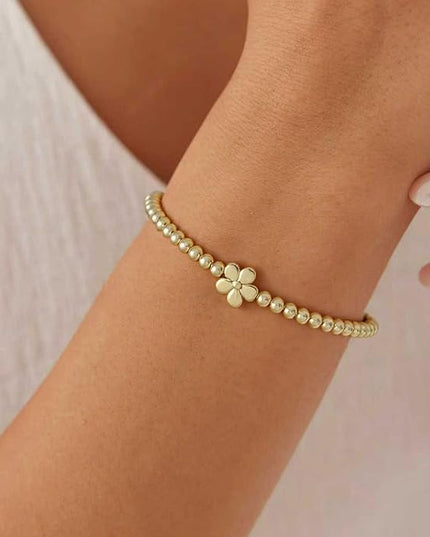 Gold Bracelets for Women 14K Gold Beaded Bracelets Stackable Bracelets for Women Gold Charm Bracelet Non Tarnish Gold Jewelry for Women Trendy