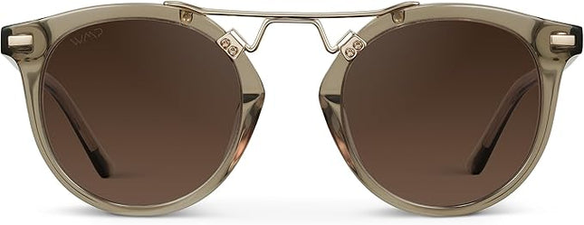 WearMe Pro - Women's Polarized, Round Retro, Double-Bridge Vintage Sunglasses
