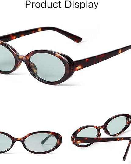 90s Sunglasses for Women Men Retro Small Oval Sunglasses