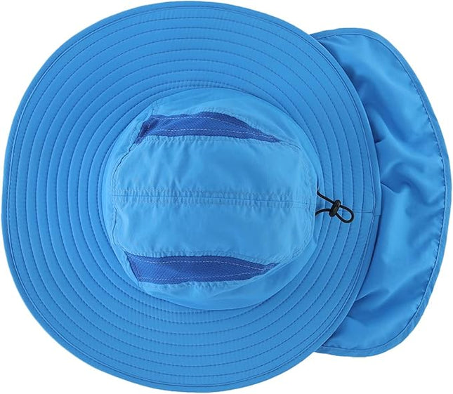 Home Prefer UPF 50+ Mens Wide Brim Fishing Hat with Neck Flap Sun Hat for Men Women Sun Protection Cap