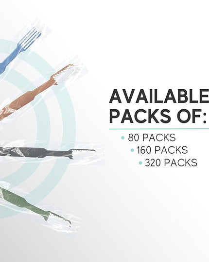 Avistar 80 Prepasted Disposable Toothbrushes Individually Wrapped - Single Use Pre Pasted Disposable Toothbrushes with Toothpaste Built in - Waterless Toothbrush for Travel, Guests, Hotel, & Camping