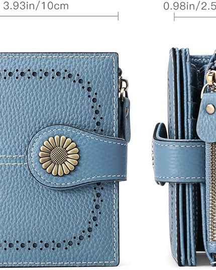 SENDEFN Small Womens Wallet Leather Bifold Card Holder RFID Blocking with Zipper Coin Pocket
