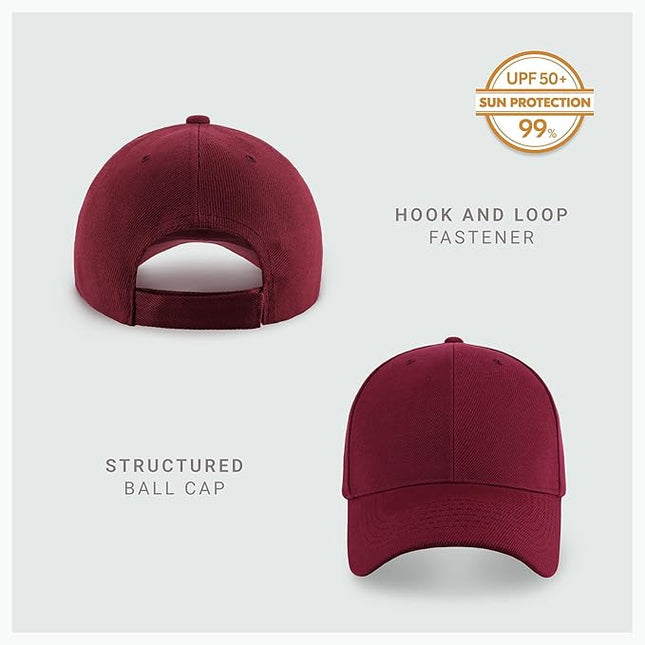 2-Pack Classic Structured Baseball Cap Adjustable Snapback Multipack Ball Caps for Custom Embroidery Running Workouts Outdoor
