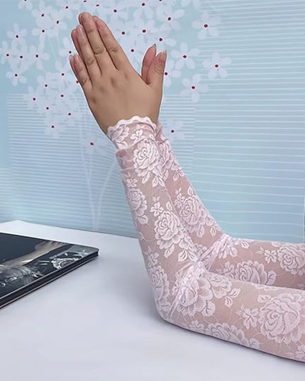Women's Short Lace Gloves Fingerless for Driving Wedding Wrist Length Bridal Prom Gloves