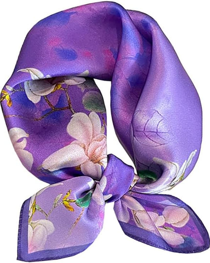 ANDANTINO 100% Mulberry Silk Scarf -21” Lightweight Square Neckerchief – Breathable Digital Printed Scarves with Gift Packed
