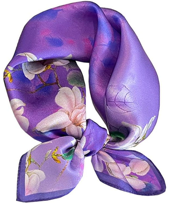 ANDANTINO 100% Mulberry Silk Scarf -21” Lightweight Square Neckerchief – Breathable Digital Printed Scarves with Gift Packed