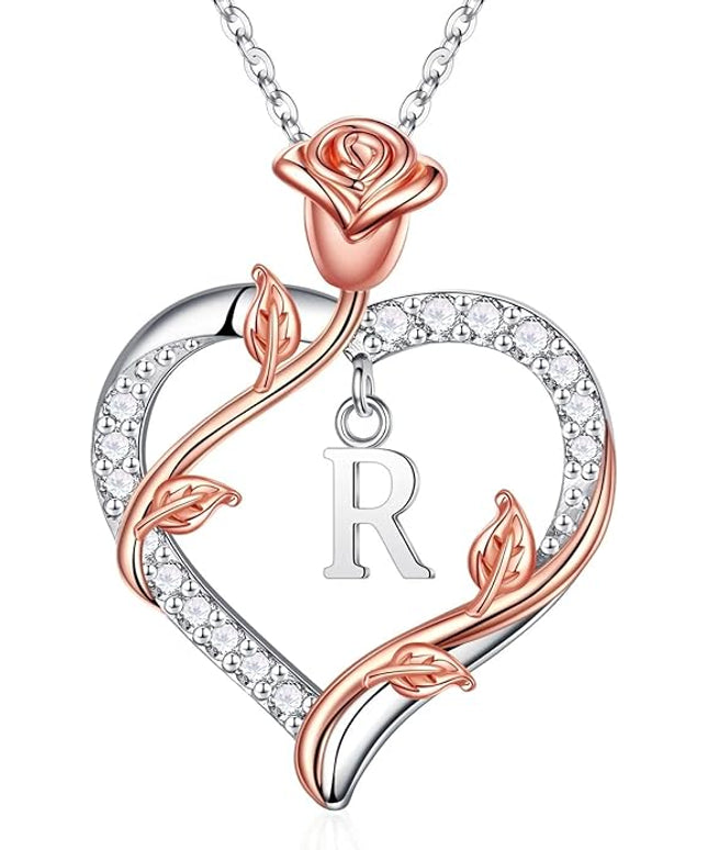 Iefil Christmas Gifts for Women Wife - 925 Sterling Silver Heart Initial Necklace, Anniversary Birthday Gifts for Women, Jewelry Gift for Wife Girlfriend Mom