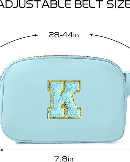 Gitus Gifts for 8 9 10 11 12 Year Old Girls Belt Bag Fanny Pack Crossbody Bags with Initial Letter Patch Cute Stuff Birthday Gifts for Teen Girls Women Personalized Trend Stuff (Icing Blue-K)