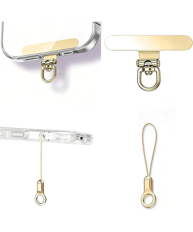 Phone Tether Tab & Cell Phone Charms Split Ring Strap 360° Swivel Clip Ultra Thin Stainless Steel Universal Lanyard Patch Cords DIY String for All Phone Cases Hanging USB Drive Keychain Accessories