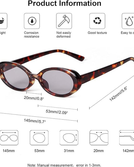 90s Sunglasses for Women Men Retro Small Oval Sunglasses