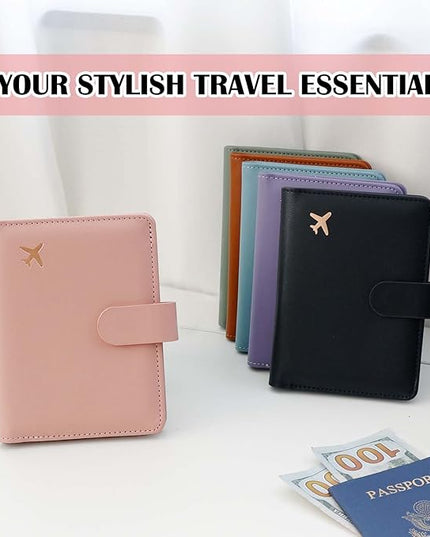 Melsbrinna Premium Leather Passport Holder Covers Case, Waterproof Rfid Blocking Travel Wallet Passport Holder with Pen Holder, Cute Passport Book for Women/Men