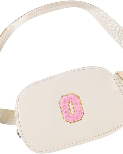 Glratn Initial Letter Fanny Pack for Girls,Patch Belt Bag,Toddler Crossbody Bags，Gifts for 3 4 5 6 7 8 9 10 11 37 Year Old Teens Kids,Christmas Graduation Gifts for Teen Girls ，(Beige-O)