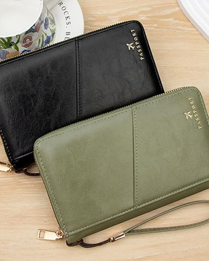 Passport Holder for Travel Women and Men RFID Passport Holder with Card Slots Holder Passport Case Passport cover Passport Wallet Travel Essentials and Accessories (Zipper, ZN-Olive Zipper)