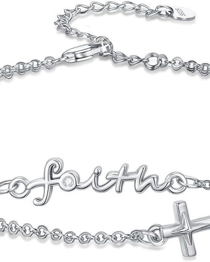 Dorunmo 925 Sterling Silver Infinity Heart Cross Circle Evil Eye Anklet Bracelets for Women Mother's Day Jewelry for Wife Girlfriend Mom Her