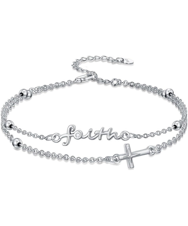 Dorunmo 925 Sterling Silver Infinity Heart Cross Circle Evil Eye Anklet Bracelets for Women Mother's Day Jewelry for Wife Girlfriend Mom Her