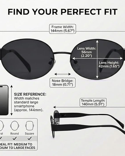 Retro Oval Sunglasses for Women Men - Trendy Gold Sun Glasses - Fashion Metal Frame Shades