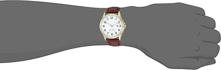 Amazon Essentials Men's Easy to Read 42mm Leather Band Analog Watch