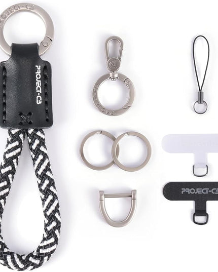 project-cb Phone Finger Ring Strap 1,Phone Tether Tab 2,Phone Lanyard,Phone Strap,Key Chain,Key Ring 2,Charms for Phone Case,Phone Accessories(WhiteBlack-S)