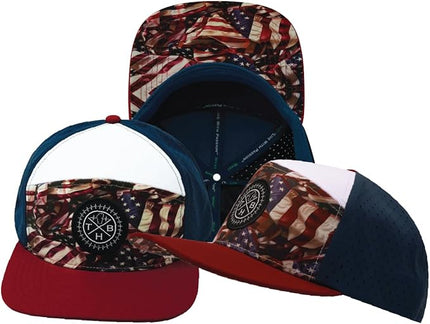 The Heartbeat Brand Color Vibes Flag Laser Mesh Snapback Hat for Men & Women | Flat Bill Trucker Hat | Undervisor Design