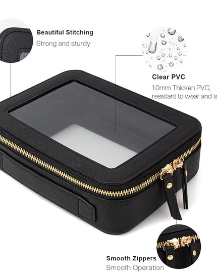 Travel Clear Makeup Bag Set, TSA Approved Cosmetic Bag Case with Zipper Portable Makeup Pouch Toiletry Bag Traveling Cosmetic Organizer Storage Bag Car Organizer Car Essentials