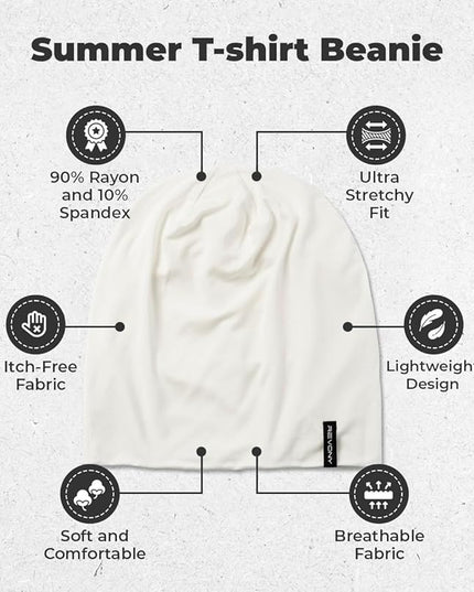 Summer T-Shirt Beanie for Men & Women - Soft Modal - Slouchy Style