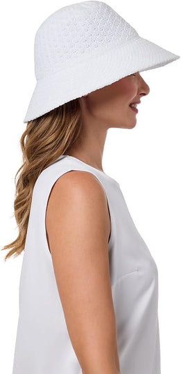 Women's Bucket Hat - UPF 50 Sun Protection - Packable & Travel Friendly - Marina in White (One Size)
