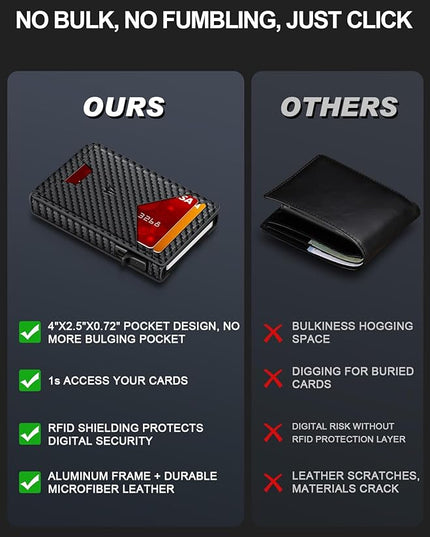 Wallet for Men，Slim Minimalist Wallet with Money Clip ＆ ID Window, RFID Blocking Pop-Up Credit Card Holder，Smart Auminum Mens Wallet Holds 9-13 Cards, Front Pocket Bifold (Magnetic Closure, Gift Box)