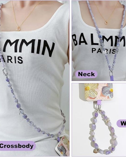 Phone Crossbody Chain CellPhone Lanyard,Universal Phone Chain Strap with Tether Patches Compatible with Most Phones (X)