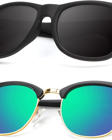 KALIYADI Polarized Sunglasses for Men and Women Semi-Rimless Frame Driving Sun glasses UV Blocking