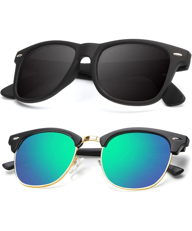 KALIYADI Polarized Sunglasses for Men and Women Semi-Rimless Frame Driving Sun glasses UV Blocking