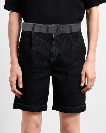 moonsix Canvas Web Belts for Men,Solid Color Casual Double Hole Grommet Belt