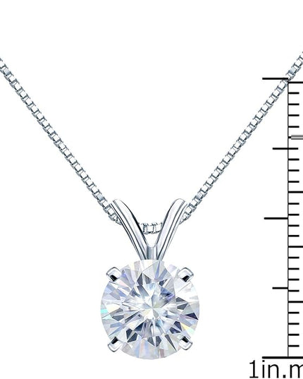 1/2 to 3 1/2 Carat Round Moissanite Solitaire Pendant Necklace in 14k Gold (H-I, cttw) 4-Prong 16 to 18 Inch Adjustable Chain Spring Ring by Diamond Wish