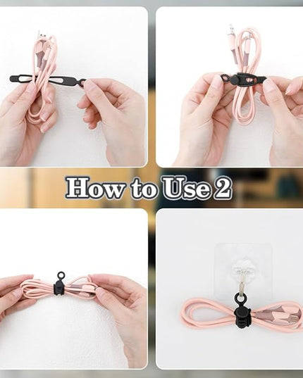 24Pcs Silicone Cord Ties, Cable Straps, Multipurpose Elastic Cord Organizer, Cord Ties for Electrical Cords, Charging Cord Organizer, Charger Computer Headphone Mouse Cable Ties Reusable