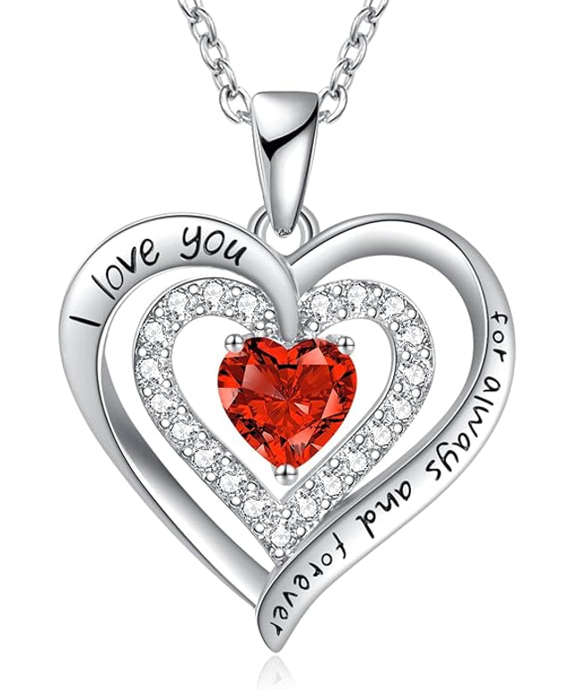 REDBEE Necklaces for Women Birthstone Heart Necklace Jewelry for Wife Girlfriend Woman Necklace